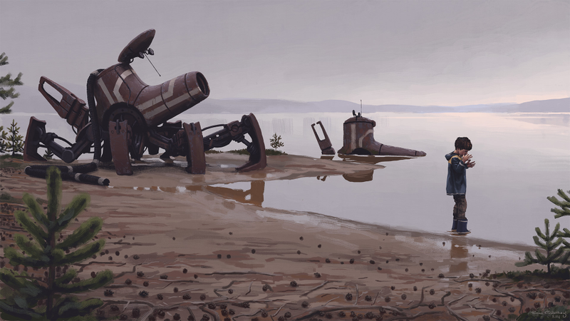 Illustration for article titled Cool paintings show the everyday life of a post-futuristic world